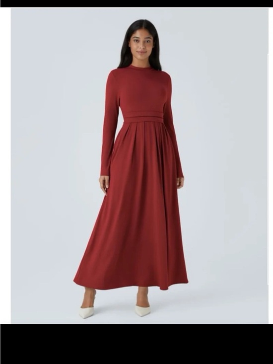 HALARA Dresses & Skirts - NWT Halara Mock-neck Long Sleeve Pocket Flare Maxi Casual Dress size XL